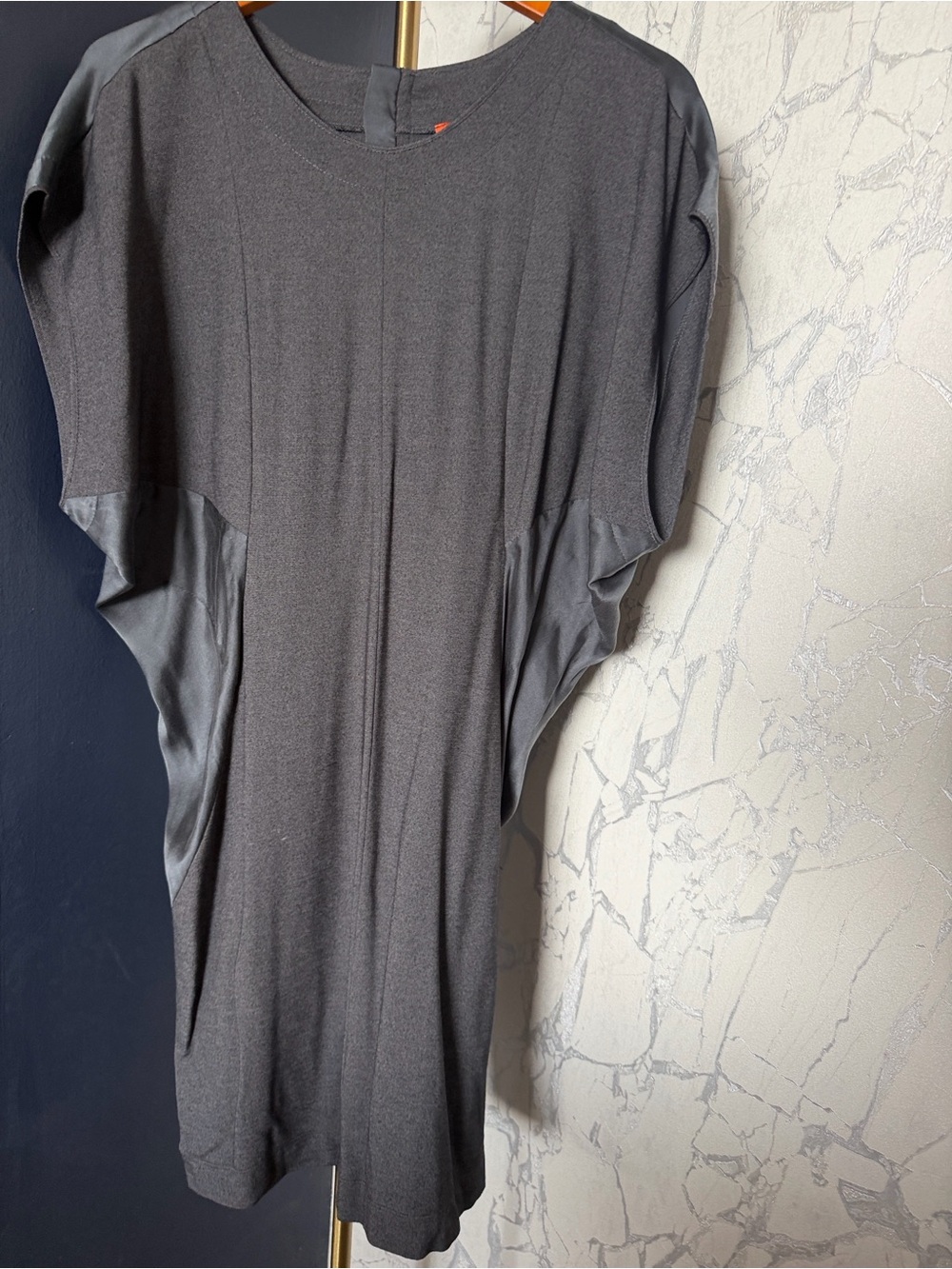 Grey Silk Stretch Drape Dress